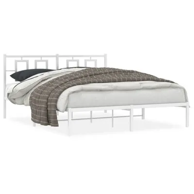 Produktbild von vidaXL Bettgestell mit Kopfteil Metall Weiß 150x200 cm