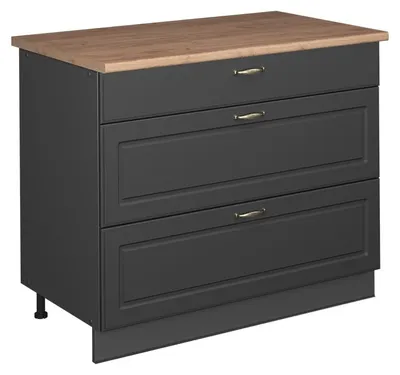 Imagen del producto de Mueble bajo de cocina Vicco Fame-Line Antracita-Oro Landhaus/Antracita 100 cm, ET Roble, Model 62007