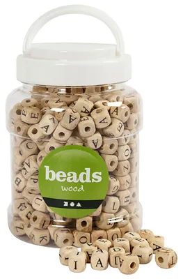 Produktbild von Creativ Company Holzperlen Buchstaben 9x9 mm natur 400 Stück