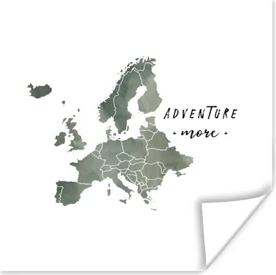 Produktbild von MuchoWow® Poster Karte - Farbe - Europa - Zitate 100x100 cm - Babyzimmer