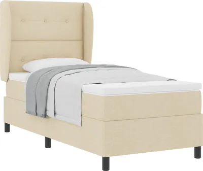 Obrázok produktu pre vidaXL Skriňová posteľ s čelom krémová 90 x 200 cm látka