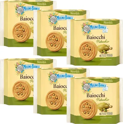 Produktbild von MULINO BIANCO Baiocchi Pistacchio - Kekse mit Pistazienfüllung 168g x 6 Pakete