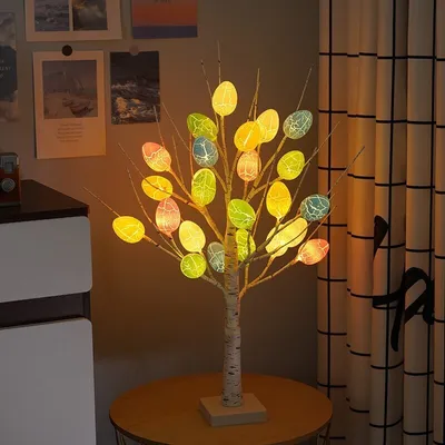 Image de LED Arbre de Pâques-Lumières d'arbre de Pâques, éclairage pour la table à manger, décoration de Pâques, arbre artificiel alimenté par batterie pour la chambre à coucher salon,60CM