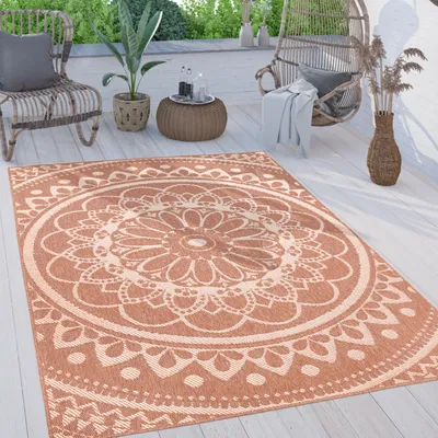 Immagine prodotto di Tappeto da esterno resistente alle intemperie e robusto Mandala Boho Design facile da pulire tessuto piatto Dimensioni 80x150 cm