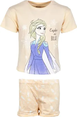 Produktbild von Disney Die Eiskönigin Elsa Kinder kurzarm Schlafanzug Pyjama Shirt Shorts – Orange / 92