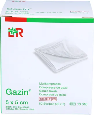Zdjęcie produktu dla Gazin kompresy sterylne 5 x 5 cm, 50 kompresów