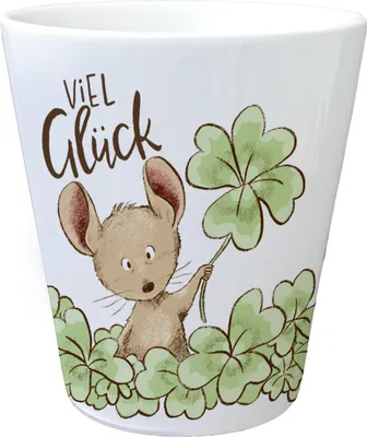 Produktbild von Maus Blumentopf mit Spruch Viel Glück