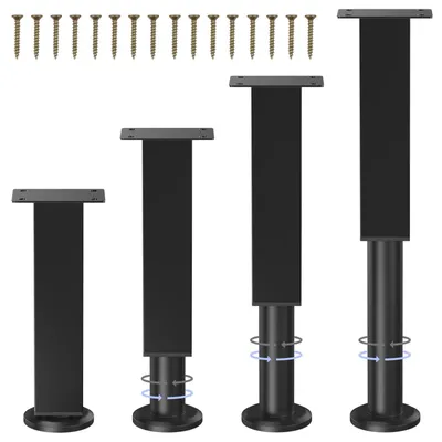 Produktbild von 4 Möbelbeine, schwarz, quadratisch, verstellbar, 18-30 cm