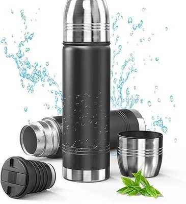 Produktbild von Famanu Thermoskanne 750 ml - Doppelwandig, 100% auslaufsicher, Edelstahl