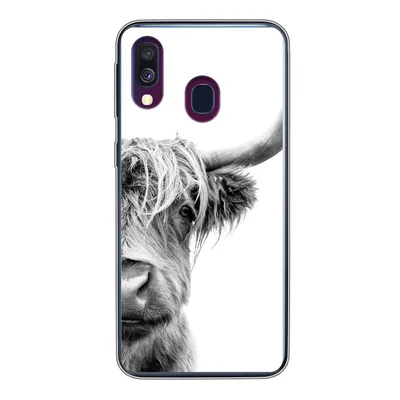 Produktbild von MuchoWow® Handyhülle Schutzhülle Hülle für Samsung Galaxy A40 Schottischer Highlander - Tiere - Schwarz - Weiß Silikon Softcase Handy Hülle - Handy-Tasche