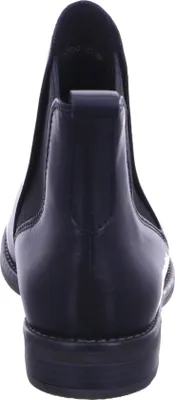The back view of a blue Chelsea boot.