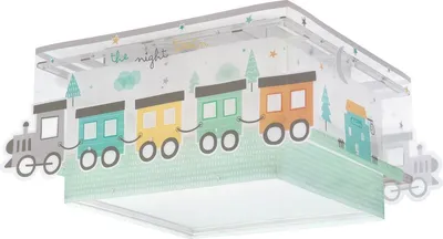 Produktbild von Kinder Deckenleuchte The Night Train mit transparentem, fluoreszierendem Doppelschirm