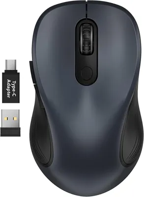 Obrázek produktu pro Bezdrátová myš, 2,4 GHz s nastavitelným rozlišením 800/1200/1600 DPI, 6 tichých tlačítek, pro leváky i praváky, nízká spotřeba energie, dlouhá doba pohotovostního režimu