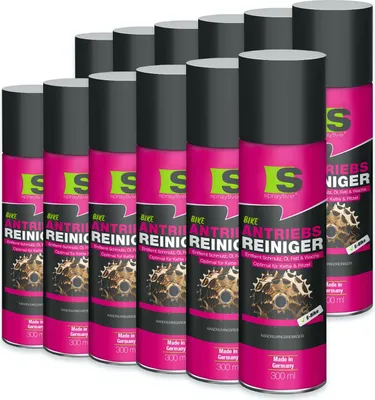 Produktbild von Spraytive 12x 300ml Antriebsreiniger Spray – Kettenreiniger für Fahrrad & E-Bike – entfernt Öl, Fett & Wachs – reinigt Kette, Ritzel & Antrieb