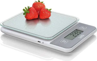 Produktbild von Laica KS1320, Elektronische Küchenwaage, 5 kg, 1 g, Weiß, Glas, Arbeitsplatte