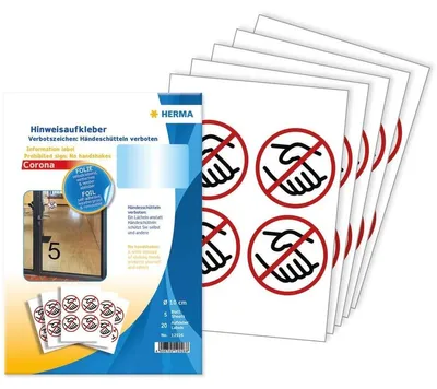 Productafbeelding van HERMA 12926 HERMA Hinweisetiketten Händeschütteln schwarz/rot/weiß 20St.