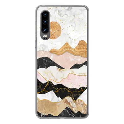 Produktbild von MuchoWow® Handyhülle Schutzhülle Hülle für Huawei P30 Marmor - Gold - Pastell Silikon Softcase Handy Hülle - Kartenbesitzer