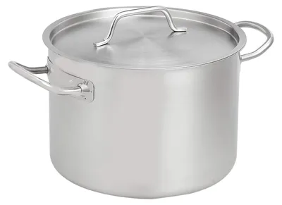 Productafbeelding van Soeppan met deksel - Kookpan 9,5 l - Roestvrij staal 18/8 met aluminium bodem - Geschikt voor inductie - Zilver