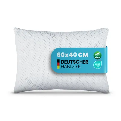 Produktbild von Nackenkissen 40x60cm aus Memory-Schaum, viscoelastisches Kopfkissen, Silver Protect Bezug ideal für Allergiker