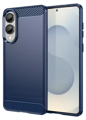 Immagine prodotto di Per Samsung Galaxy S25 Edge 5G Carbonio spazzolato Design Texture TPU Custodia Cellulare Blu