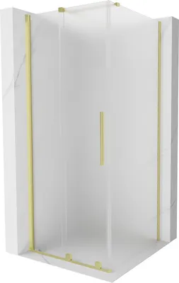 Produktbild von Mexen Velar Duschkabine Schiebetür 100 x 100 cm, Frost, gebürstetes Gold - 871-100-100-31-55