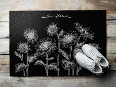 Produktbild von Fußmatte Aussen - Schuhmatte Haustür- Schmutzfangmatte Türvorleger - Outdoor Teppich Schmutzfänger - 90x60 cm - Sonnenblumenblumen