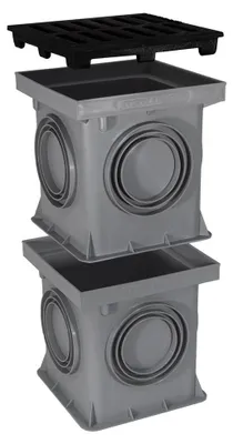 Produktbild von Marley Einlaufschacht + Schacht ohne Boden + Gussrost 200x200mm Hofablauf Ablauf befahrbar