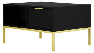 Productafbeelding van Moderne salontafel, zwart, met gouden poten - Elegant design, 100 cm