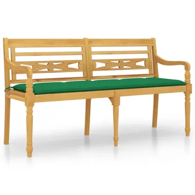 Produktbild von Batavia-Bank mit Grünem Kissen 150 cm Massivholz Teak