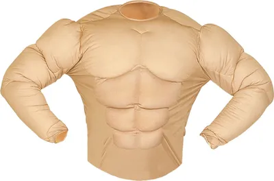 A padded costume shirt designed to look like a muscular male torso.
