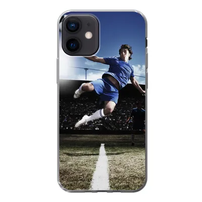 Produktbild von MuchoWow® Handyhülle Schutzhülle Hülle für iPhone 12 Fußballspieler macht einen Volley Silikon Softcase Handy Hülle - Schutzhülle