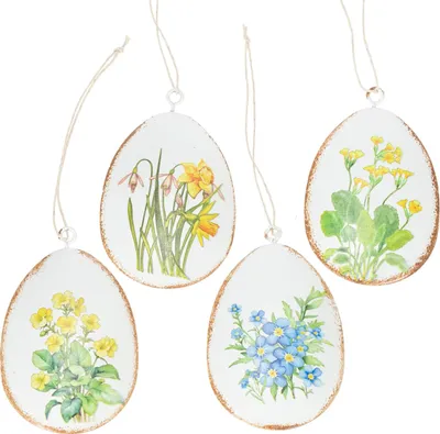 Produktbild von Ostereier mit Frühlingsblumen Deko für Zweige und Fenster, 8 Stück