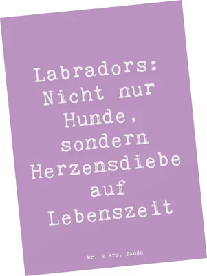 Produktbild von Mr. & Mrs. Panda Fotokarte Spruch Labrador Herzensdiebe - Lavendeltraum - Geschenk, loyaler Freund, Hunderassen, Lebensfreude, Postkarte, liebevoller Hund, Ansichtskarten