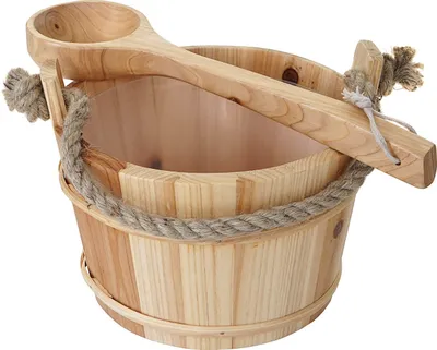 Produktbild von Saunakübel mit Einsatz HWC-B26, Saunazubehör Saunaeimer Saunakelle Aufguss, Kiefernholz 3,5 L  hell-braun