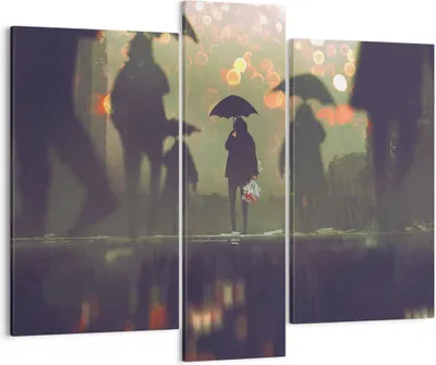 Produktbild von Bild auf Leinwand - Leinwandbild - Straße Regen Wasser - 95x80cm - Wand Bild - Wanddeko - Wandbilder - Leinwanddruck - Bilder - Kunstdruck - Wanddekoration - Leinwand bilder - Wandkunst - CB95x80-3885