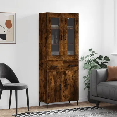Imagen del producto de vidaXL Mueble alto de madera, color roble ahumado, 69,5 x 34 x 180 cm