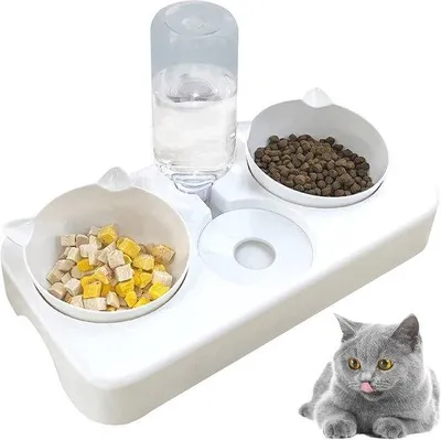 Immagine prodotto di Famanu - Ciotola automatica 3-in-1 per cibo e acqua - Ciotola inclinabile regolabile per gatti e cani di piccola taglia