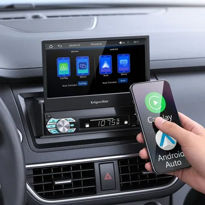 Obrázek produktu pro Kruger&Matz KM2018 Autorádio s výsuvným 7″ displejem - Apple CarPlay a Android Auto