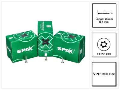 Zdjęcie produktu dla SPAX® 0151010400253 SPAX® Rückwandschrauben T20 Flachkopf WIROX 0151010400253 4 mm x 25 mm, 300 St.