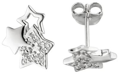 Produktbild von Ohrstecker Ohrringe Ohrschmuck Sterne Sternchen mit weißen Zirkonia 925 Silber