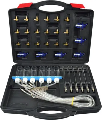 Immagine prodotto di Kit test per perdite diesel, con tester common rail, tester per perdite, flussometro per iniettori diesel a 6 cilindri, set di test per iniezione del rail del motore, controllo portate di ritorno
