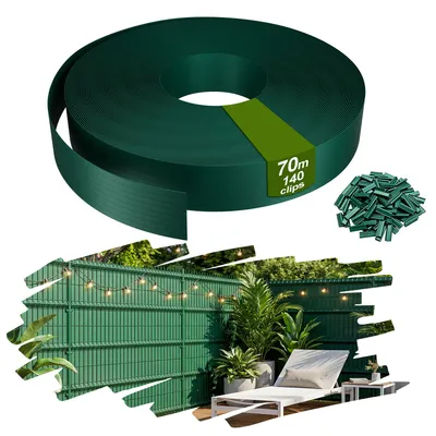 Obrázek produktu pro YRHome PVC zástěna na balkon, fólie na ochranu soukromí, zástěna na plot, balkon, terasa, zahrada, 70 m, zelená, včetně 140 upevňovacích sponek