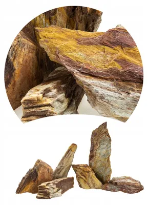 Produktbild von Aquarium Steine, farbiger Schiefer, Naturstein Deko für Aquascaping, 1 kg, für Süßwasser-Aquarium, geeignet für Höhlen und Pflanzen