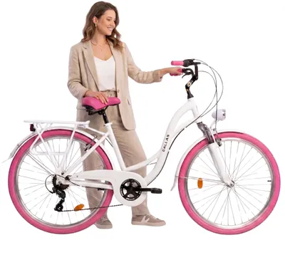 Produktbild von Dallas Bike Fahrrad 28 Zoll - mit Federgabel - Shimano 7-Gang - Aluminium Rahmen L 19" - Weiß-Rosa
