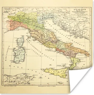 Produktbild von MuchoWow® Poster Antike Landkarte von Italien 30x30 cm - Wandposter - Printing