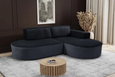 Image de Canapé d'angle design moderne en L Modena Soft Noir Droite