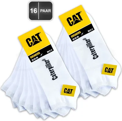 Produktbild von 16 Paar CAT® CATERPILLAR SNEAKER SOCKEN Sneakers Füßlinge Strümpfe weiß in Größe 43-46