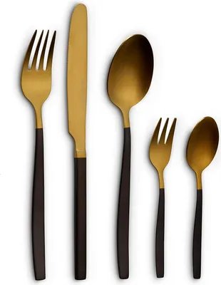 Produktbild von ECHTWERK Tafelbesteck Positano Due  20tlg für 4 Personen Messer aus Klingenstahl, Farbe:Gold-Schwarz
