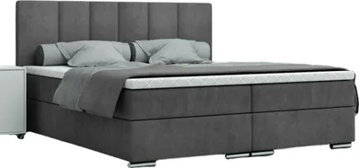 Obrázok produktu pre FURMEB24 - LIVIO 200 x 200 cm- PosteÄ s pruinovm boxom a dvoma zsuvkami - Äalnen posteÄ s drevenm rmom - Manelsk posteÄ s vysokm Äelom - Monolit - Siv