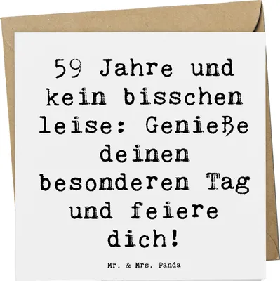 Produktbild von Mr. & Mrs. Panda Grußkarte Spruch 59. Geburtstag Feier - Weiß - Geschenk, 59 Jahre, Happy Birthday, Geburtstagsgeschenk, anlasskarte, Glückwunschkarte, alt, Klappkarte